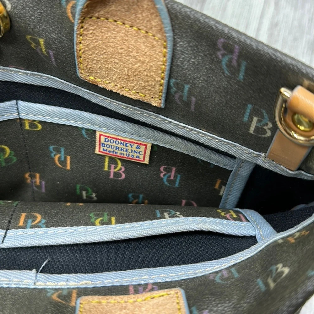 DOONEY & BOURKE Women's Monogram Handbag 100% Genuine Leather, Gray, Multi-Color - Picture 5 of 6